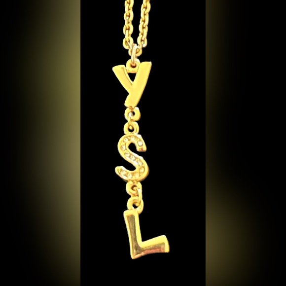 Yves Saint Laurent - 
 Genuine YSL Logo Chain Necklace with Rhinestones - Picture 2 of 6